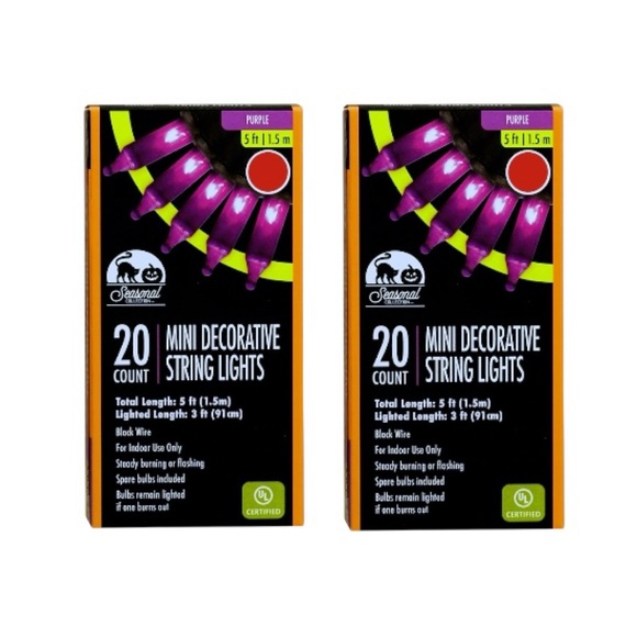 Set of 2 Purple 20ct Halloween Mini Lights NWT - Picture 1 of 4